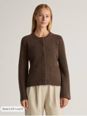 Quince Mongolian Cashmere Structured Cardigan in Brown Size S